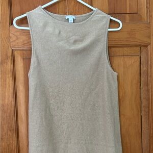 J. Jill Linen Blend Fringe Sleeveless Top — Tan — Size Medium